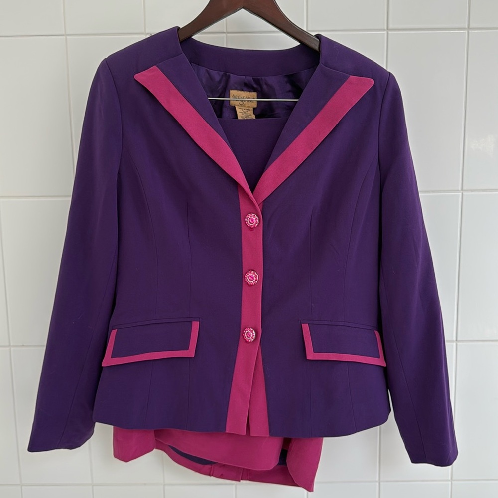 Midnight velvet size 12 skirt suit purple pink